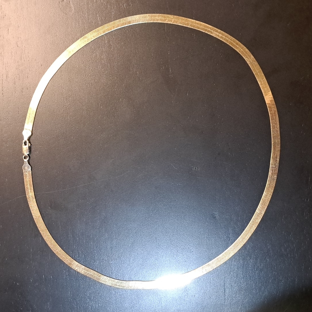Gold Plated 925 Silver Herringbone Necklace